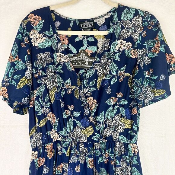 Angie Floral Maxi Romper Dress Size Medium NWT V-Neck Navy Blue Festival Concert - Picture 3 of 8